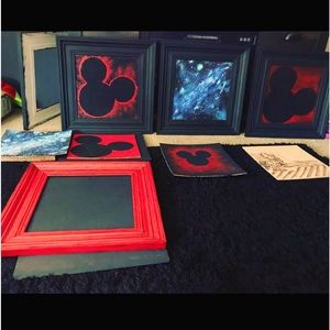 Custom made Disney paintings & custom made wooden frames w/ picture hanging back